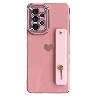 For Samsung Galaxy A53 5G Kickstand Strap Phone Case Heart Pattern Electroplating TPU Back Cover