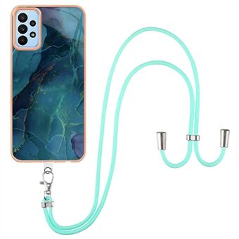 YB IMD Series-18 Style E IMD Phone Case for Samsung Galaxy A53 5G 2.0mm TPU Electroplating Marble Pattern Cover with Lanyard