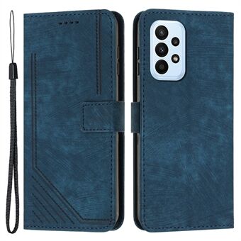 Shockproof Case for Samsung Galaxy A53 5G Skin-Touch Wallet Phone Case Lines Imprinted PU Leather Cover