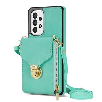 For Samsung Galaxy A53 5G Crossbody Zipper Case PU Leather + TPU Card Holder Kickstand Phone Cover