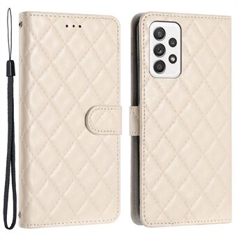 For Samsung Galaxy A53 5G Stand Function Phone Cover Stitching Line Rhombus PU Leather Wallet Case