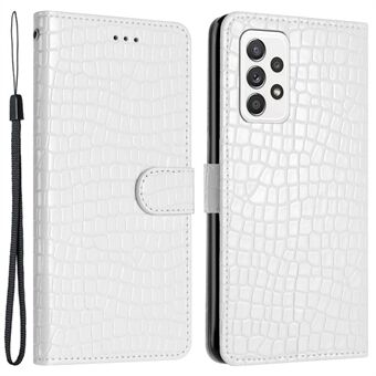 For Samsung Galaxy A53 5G Crocodile Texture Phone Case Bump Proof Leather Cover Stand Wallet with Hand Strap