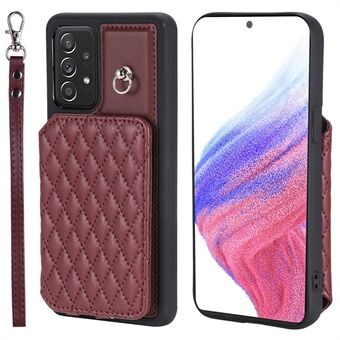 Style 008 For Samsung Galaxy A53 5G PU Leather+TPU Shell Kickstand Phone Case RFID Blocking Cover with Wrist Strap