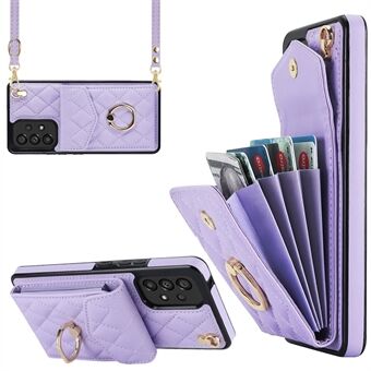 For Samsung Galaxy A53 5G Anti-scratch RFID Blocking PU Leather+TPU Phone Case Multiple Card Slots Ring Kickstand Cover