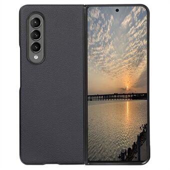 For Samsung Galaxy Z Fold4 5G Litchi Texture Phone Case Genuine Leather Coated TPU + PC Protection Back Cover