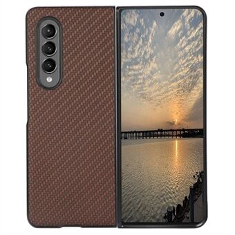 For Samsung Galaxy Z Fold4 5G Anti-drop Phone Case Carbon Fiber Texture Case PU Leather Coated PC Mobile Phone Protective Cover