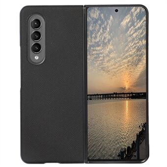 For Samsung Galaxy Z Fold4 5G Cross Texture Non-Slip Grip Back Case PU Leather Coated PC + TPU Shockproof Cover