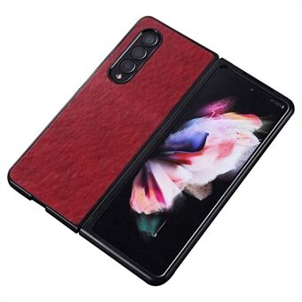 For Samsung Galaxy Z Fold4 5G Scratch-resistant Texture PU Leather Coated PC Anti-fall Cell Phone Case