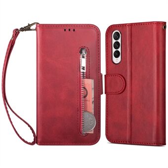 For Samsung Galaxy Z Fold4 5G Anti-fall PU Leather Phone Case with Zipper Pocket Design Wear-resistant Cover Wallet Stand