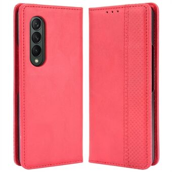 For Samsung Galaxy Z Fold4 5G Shockproof Retro Texture Phone Flip Leather Case Wallet Stand Magnetic Auto Closure Wear-resistant Phone Cover