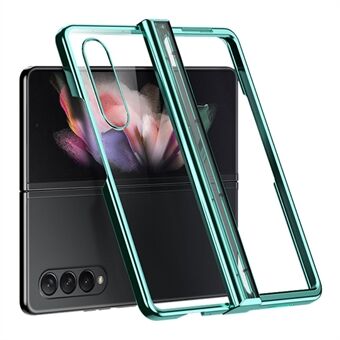 For Samsung Galaxy Z Fold4 5G Electroplating Folding Phone Case Side Hinge Protection Transparent PC Cover