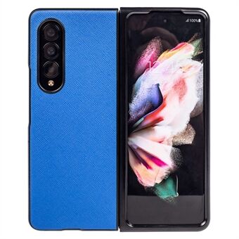 For Samsung Galaxy Z Fold4 5G Anti-scratch Phone Case Cross Textured PU Leather Coated PC Phone Cover