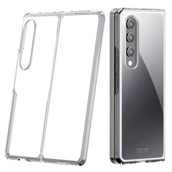 For Samsung Galaxy Z Fold4 5G Electroplating Frame Transparent Phone Case Hard PC Folding Protective Cover