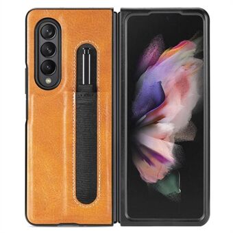 For Samsung Galaxy Z Fold4 5G Pen Slot Design Leather Coated PC Phone Case Shockproof Drop-proof Phone Cover