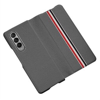 For Samsung Galaxy Z Fold4 5G Folding Case Stripe Pattern Printed Shockproof Leather Cell Phone Cover