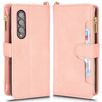 For Samsung Galaxy Z Fold4 5G Zippered Pocket Magnetic Closing Wallet Stand Design Leather Phone Case Cover