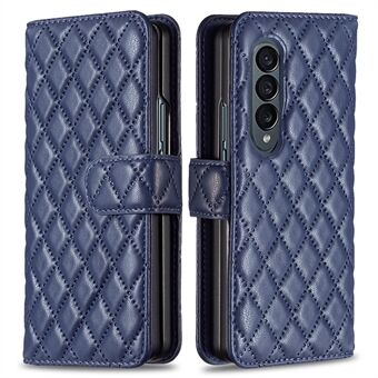 BINFEN COLOR For Samsung Galaxy Z Fold4 5G Imprinted Rhombus Pattern Phone Cover PU Leather + PC Wallet Stand Case