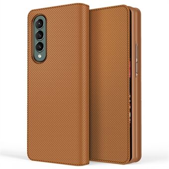 For Samsung Galaxy Z Fold4 5G Detachable Phone Cover Carbon Fiber Texture PU Leather + PC Wallet Stand Phone Shell