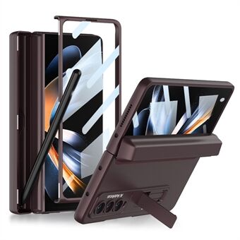 GKK For Samsung Galaxy Z Fold4 5G Magnetic Pen Holder Hinge Phone Case Kickstand PC Cover with Tempered Glass Screen Protector