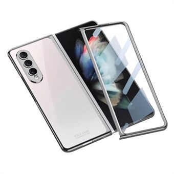 GKK For Samsung Galaxy Z Fold4 5G Electroplating Transparent Phone Cover Precise Cutout PC Case with Tempered Glass Screen Film