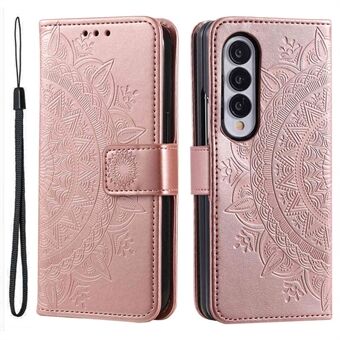 For Samsung Galaxy Z Fold4 5G Mandala Flower Pattern Imprinted Wallet Case PU Leather Stand Magnetic Flip Cover