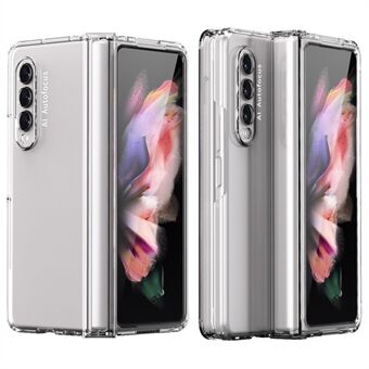 For Samsung Galaxy Z Fold4 5G Side Hinge Hard PC Case Precise Cutout Lens Protection Phone Cover with Tempered Glass Film