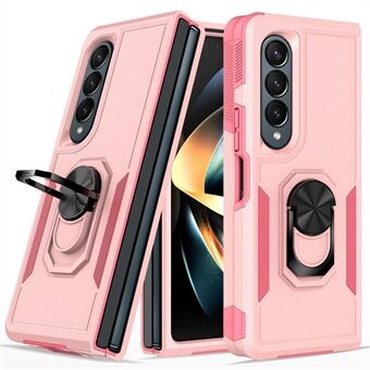 For Samsung Galaxy Z Fold4 5G Metal Ring Holder Kickstand Protective Phone Cover PC + TPU Anti-drop Case