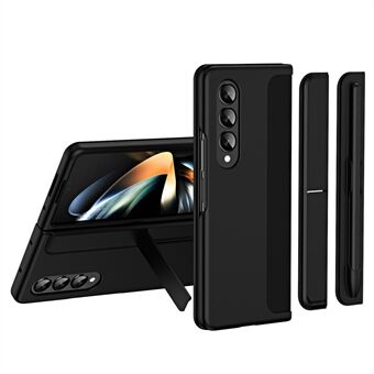 For Samsung Galaxy Z Fold4 5G Rubberized Hard PC Folding Shell Invisible Kickstand Anti-Scratch Protective Phone Case with Pencil  /  Pencil Holder