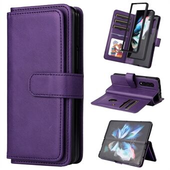 KT Multi-functional Series-1 for Samsung Galaxy Z Fold4 5G Full Protection Phone Cover Stand PU Leather Flip Wallet Case with 10 Card Slots