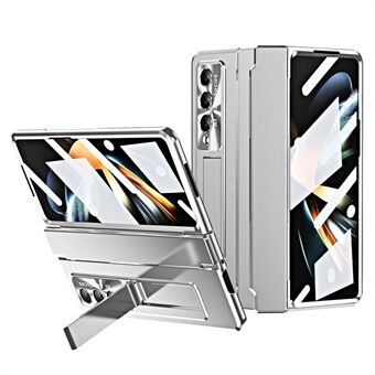 For Samsung Galaxy Z Fold4 5G Folding Phone Cover Kickstand Design PC Case with Lens Film and Screen Film