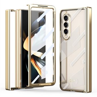 For Samsung Galaxy Z Fold4 5G Electroplating High Transparency Folding Phone Case with Tempered Glass Film