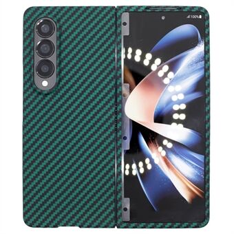 Back Case for Samsung Galaxy Z Fold4 5G Drop Resistant Carbon Fiber Texture Aramid Fiber Phone Cover - Green