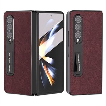 ABEEL For Samsung Galaxy Z Fold4 5G Shockproof PU Leather+PC Cover Litchi Texture Kickstand Phone Case with Front Screen Film