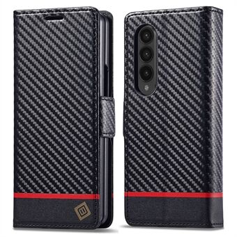 LC.IMEEKE For Samsung Galaxy Z Fold4 5G Leather Wallet Case Stand Carbon Fiber Texture Phone Cover