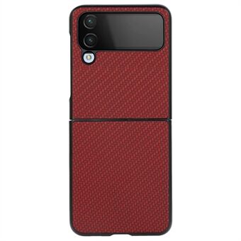 For Samsung Galaxy Z Flip4 5G Carbon Fiber Texture Phone Shell PU Leather Coated Hard PC+Soft TPU Shock-Absorption Cover