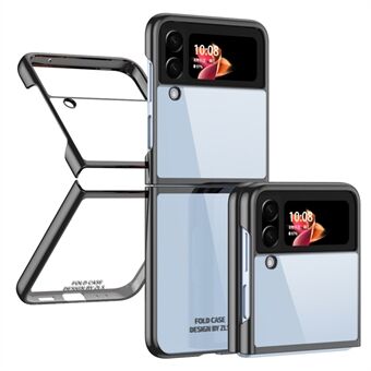 For Samsung Galaxy Z Flip4 5G Transparent PC Precise Cutout Electroplate Phone Case Anti-scratch Cover