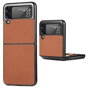 For Samsung Galaxy Z Flip4 5G Carbon Fiber Texture Leather Coated PC Anti-fingerprint Anti-drop Phone Case