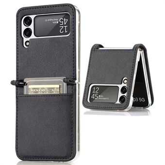 For Samsung Galaxy Z Flip4 5G Card Slot Design Ultra Thin Litchi Texture PU Leather Coating PC Protective Cover