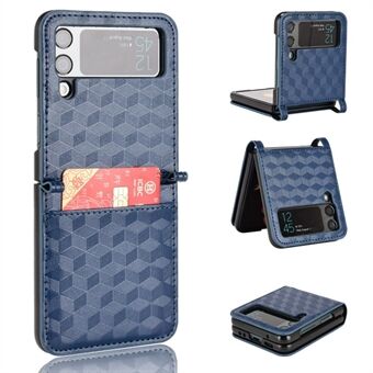 For Samsung Galaxy Z Flip4 5G Anti-scratch Phone Case Rhombus Imprinted PU Leather Coated PC One-piece Flip Cover with Card Holder