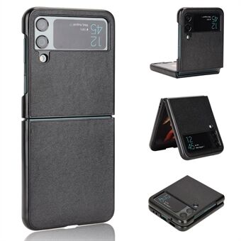 For Samsung Galaxy Z Flip4 5G Shockproof Phone Cover Anti-scratch Textured PU Leather Coated PC Mobile Phone Case