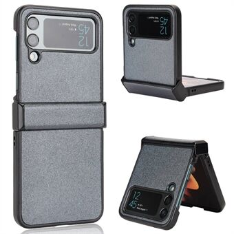 For Samsung Galaxy Z Flip4 5G Sand-like Texture PU Leather + PC Protective Phone Cover Folding Case with Side Hinge Design