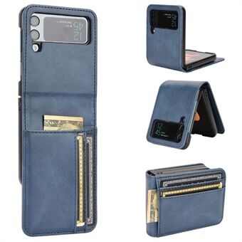 Wallet Phone Case for Samsung Galaxy Z Flip4 5G, PU Leather Cover Inner PC Folding Shell