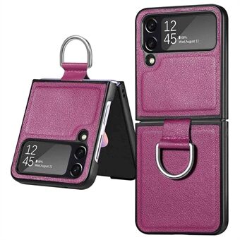 Litchi Texture Folding Phone Case for Samsung Galaxy Z Flip4 5G, Anti-drop  PU Leather Coated PC Back Cover