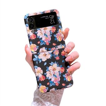 For Samsung Galaxy Z Flip4 5G Hard PC Floral Pattern Embossment Matte Anti-fingerprint Luminous Cell Phone Case