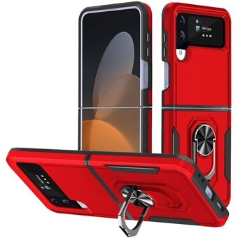 Defender Series for Samsung Galaxy Z Flip4 5G PC + TPU Phone Case Rotation Ring Holder Kickstand Cover Work with Magnetic Car Mount