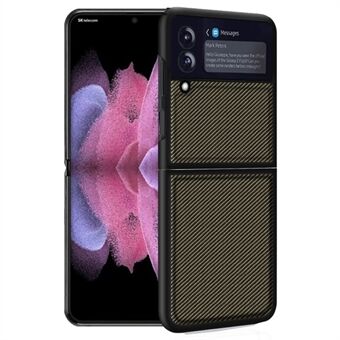 Shockproof Phone Cover For Samsung Galaxy Z Flip4 5G, Carbon Fiber Texture PU Leather Coated PC Anti-drop Phone Case