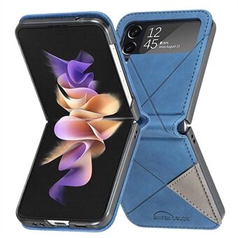 BINFEN COLOR PU Leather Case for Samsung Galaxy Z Flip4 5G Geometric Imprinted Phone Cover