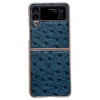 Shockproof Case for Samsung Galaxy Z Flip4 5G Anti-Scratch Phone Cover Electroplating Ostrich Pattern Genuine Leather+TPU+PC Phone Protector