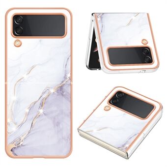 For Samsung Galaxy Z Flip4 5G YB IMD Series-2 Marble Pattern Electroplating Phone Case IMD Design Soft TPU Anti-Scratch Cover