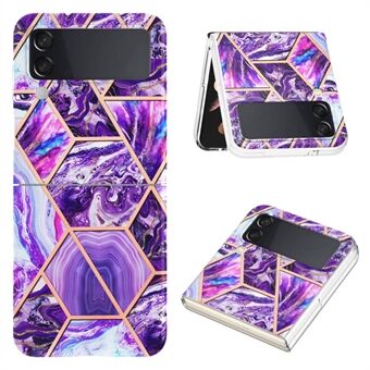 YB IMD Series-3 for Samsung Galaxy Z Flip4 5G Marble Pattern Design TPU Phone Case Double-sided Electroplating IMD Protective Cover